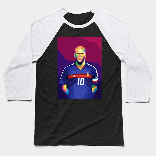 zinedine zidane wpap pop art Baseball T-Shirt by Kuli art